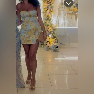 Showpo Yellow and Blue Floral Mini Dress